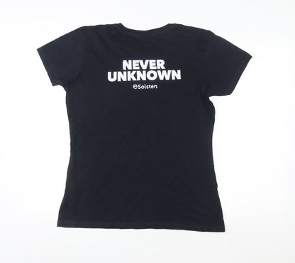 Womens UK Size L Premium Black Basic T-Shirt
