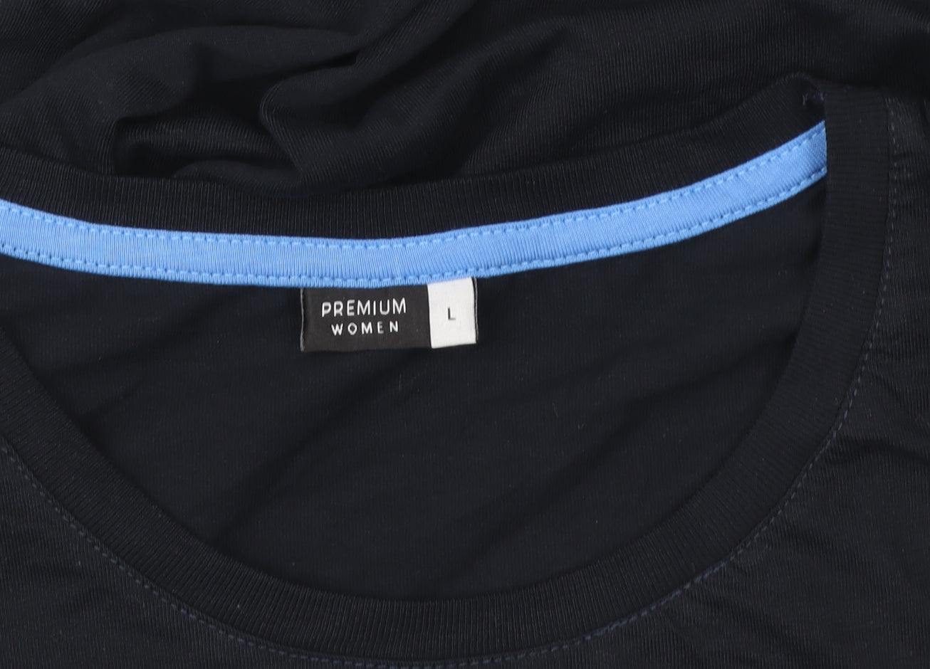 Womens UK Size L Premium Black Basic T-Shirt