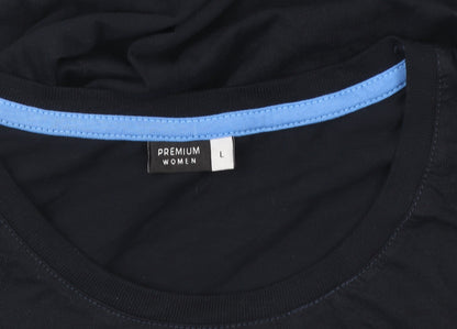 Womens UK Size L Premium Black Basic T-Shirt