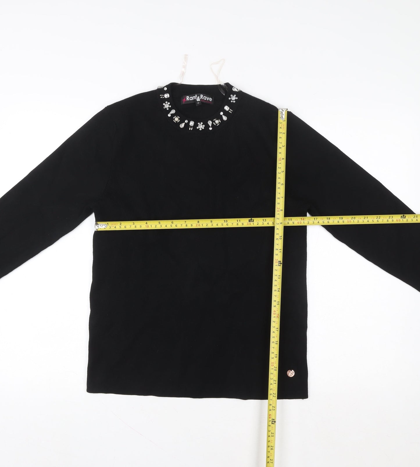 Womens UK Size 12 Rant & Rave Black Basic Blouse