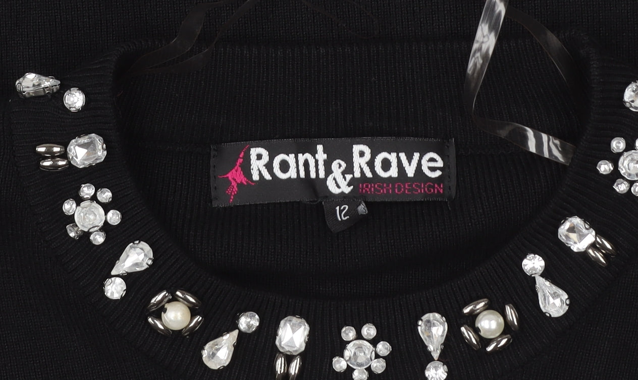 Womens UK Size 12 Rant & Rave Black Basic Blouse