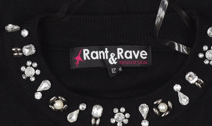 Womens UK Size 12 Rant & Rave Black Basic Blouse