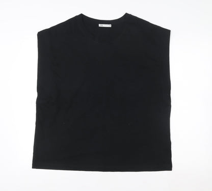 Zara Men’s Black Sleeveless Cotton Casual Top XL Regular Fit