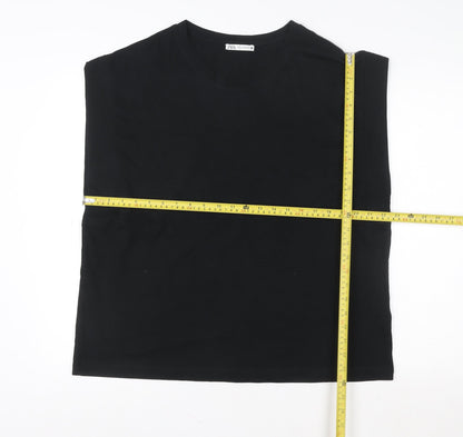 Zara Men’s Black Sleeveless Cotton Casual Top XL Regular Fit