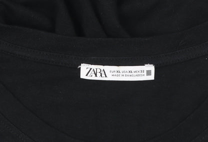 Zara Men’s Black Sleeveless Cotton Casual Top XL Regular Fit