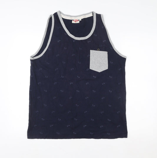 Unisex Adults UK Size L Lee Cooper Blue Basic Tank