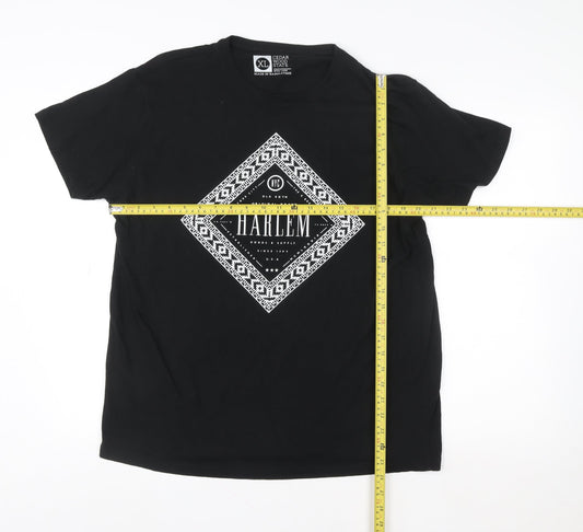 Unisex Adults UK Size XL Cedar Wood State Black Basic T-Shirt