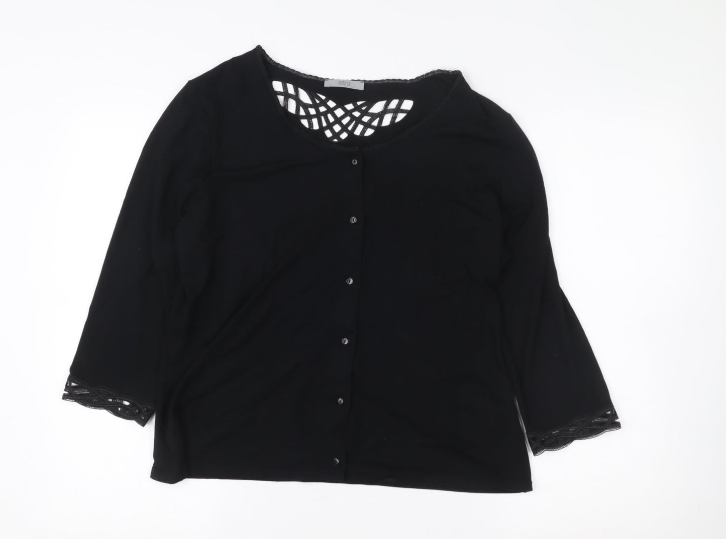 Womens UK Size 18 Marks and Spencer Black Basic Button-Up