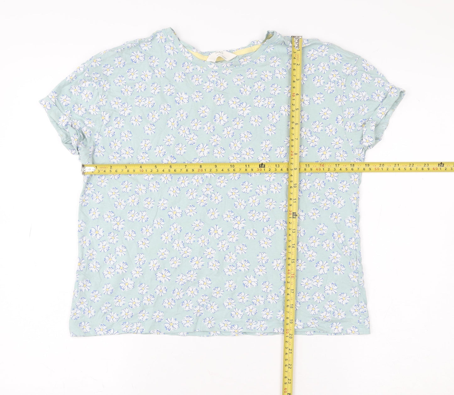 Womens UK Size S Marks and Spencer Blue Basic T-Shirt