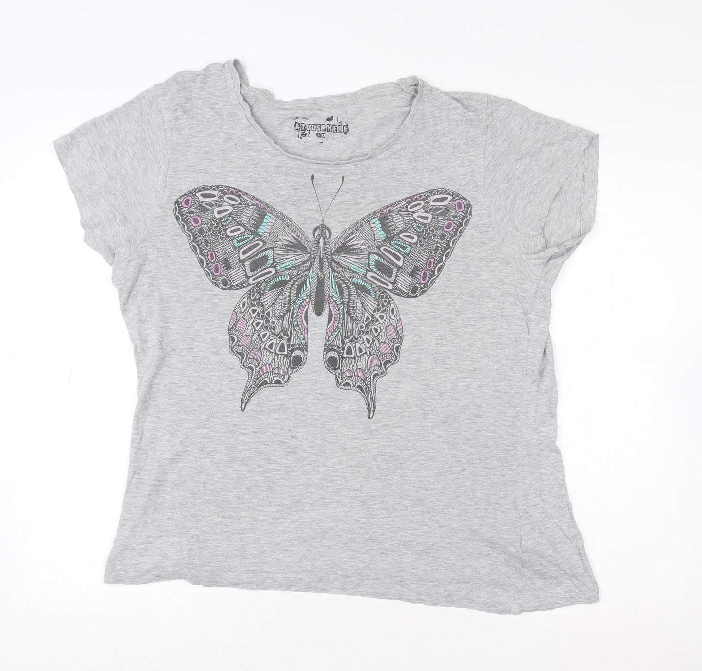 Womens UK Size 10 Atmosphere Grey Basic T-Shirt