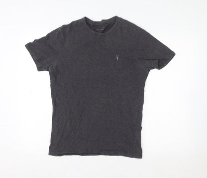 AllSaints Men's Grey Cotton Slim Fit Crew Neck T-Shirt Size S