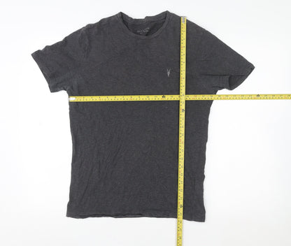 AllSaints Men's Grey Cotton Slim Fit Crew Neck T-Shirt Size S