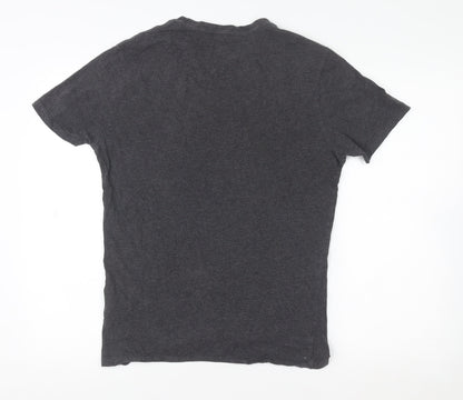 AllSaints Men's Grey Cotton Slim Fit Crew Neck T-Shirt Size S