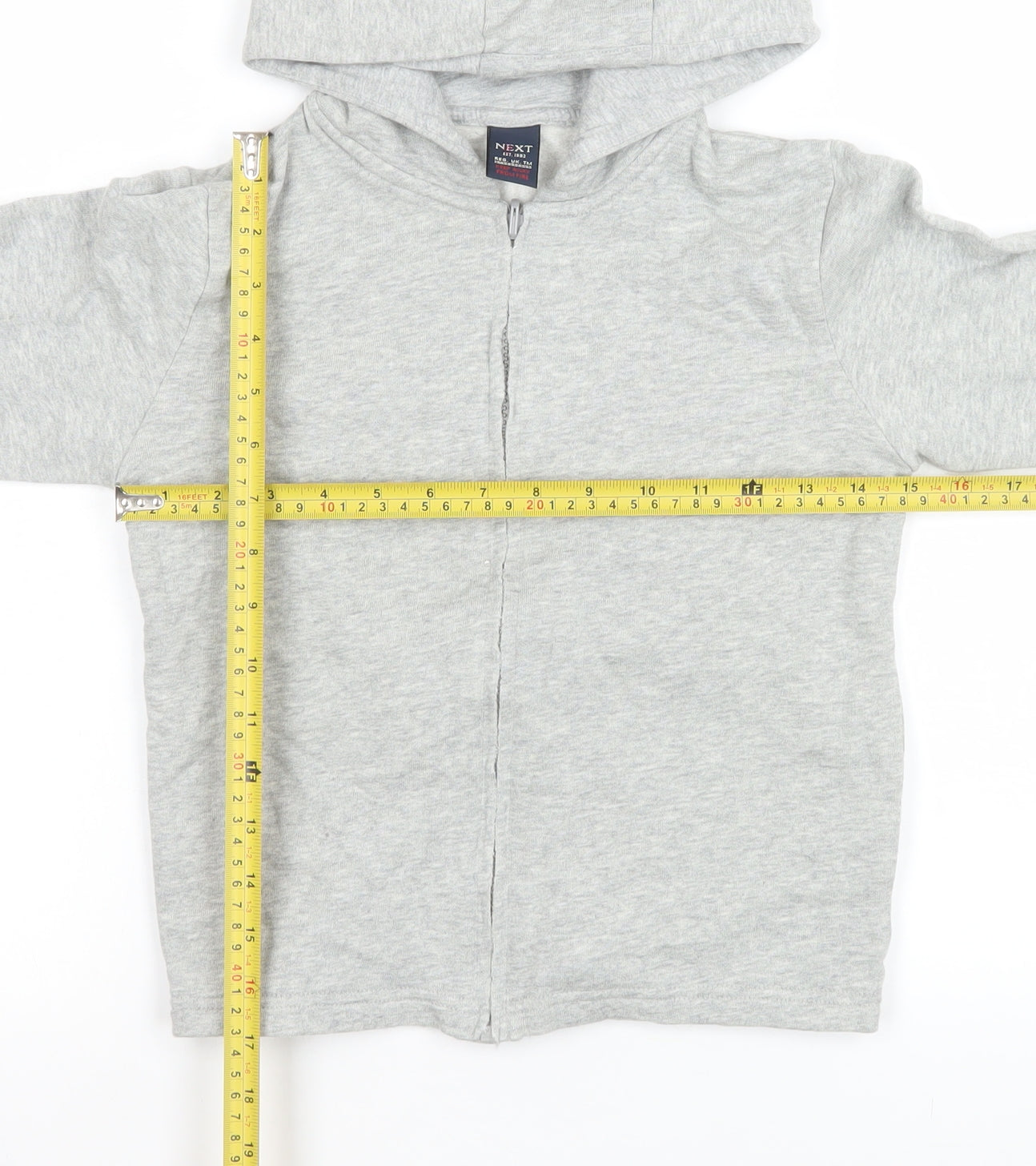 Next Boys Grey Hooded Full Zip Cotton Basic Jacket 7-8 Years