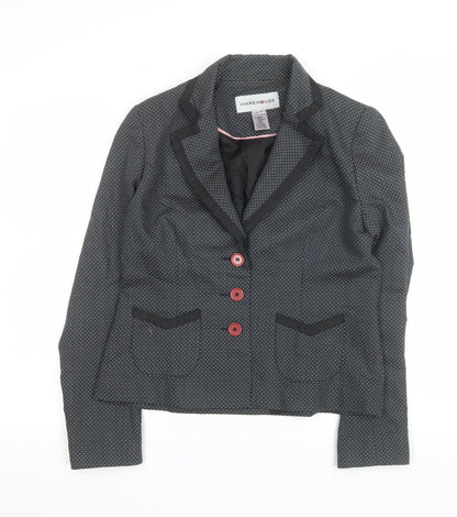 Warehouse Women’s Black Polka Dot Wool Blazer UK 14 Classic Fit