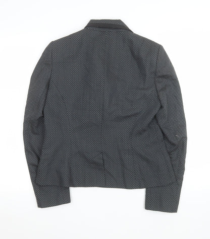 Warehouse Women’s Black Polka Dot Wool Blazer UK 14 Classic Fit
