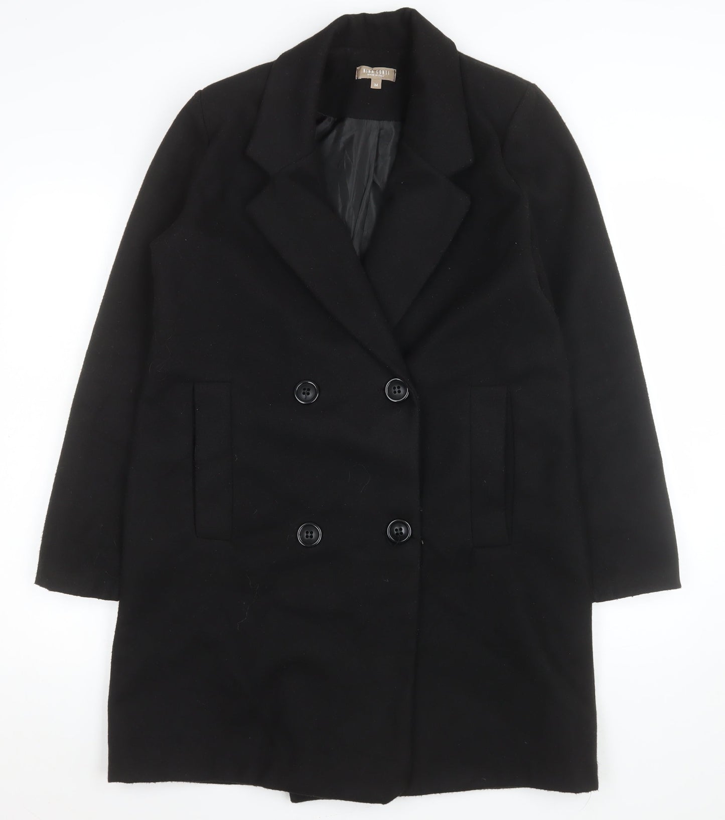 Womens UK Size M Nina Conti Black Overcoat
