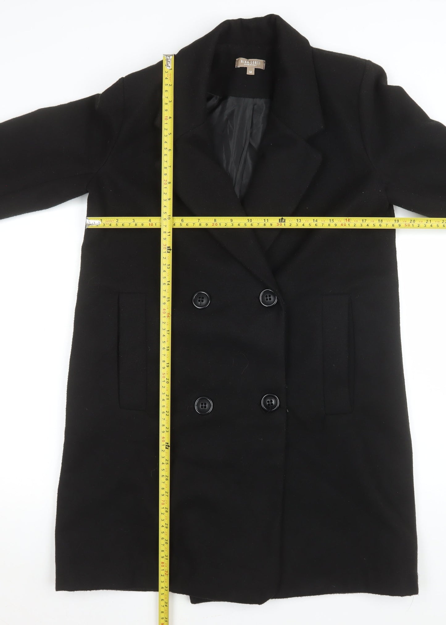 Womens UK Size M Nina Conti Black Overcoat