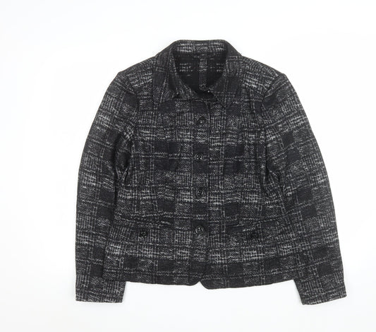 Basler Collection Women's Black Check Wool Blend Blazer Size 14