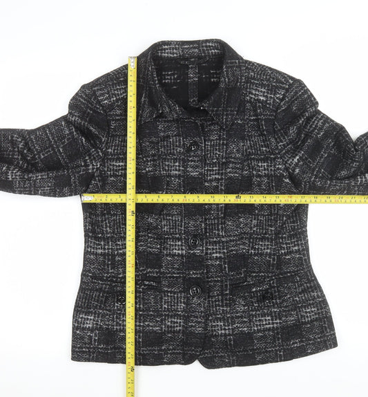 Basler Collection Women's Black Check Wool Blend Blazer Size 14