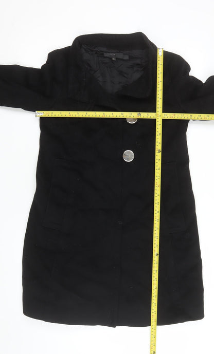 Womens UK Size S Zara Black Overcoat