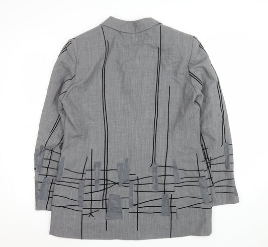 Betty Barclay Women Grey Wool Single-Breasted Blazer UK 14