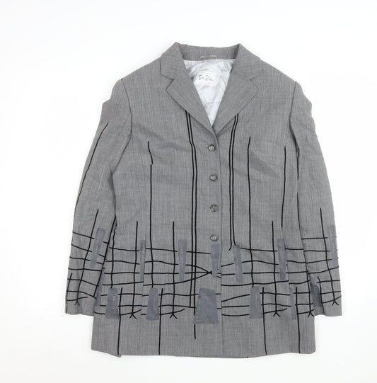 Betty Barclay Women Grey Wool Single-Breasted Blazer UK 14
