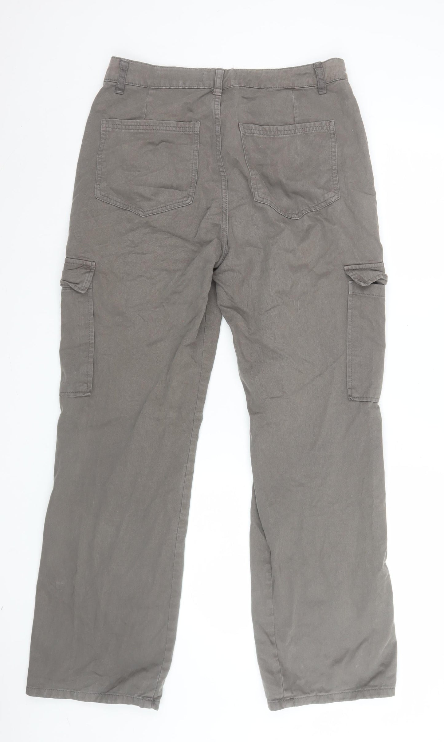 Stradivarius Womens Grey Cargo Trousers Size 14 Cotton Casual