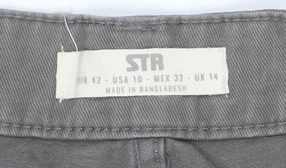 Stradivarius Womens Grey Cargo Trousers Size 14 Cotton Casual