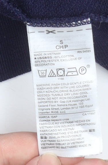 GAP Women Navy Blue Pullover Hoodie Small Cotton Blend Casual