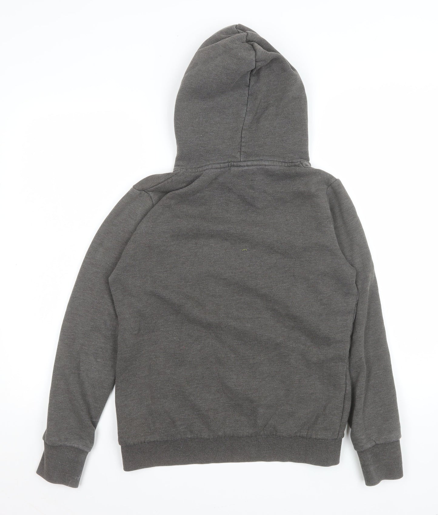 Superdry Women Grey Pullover Hoodie UK 12 with Logo Print