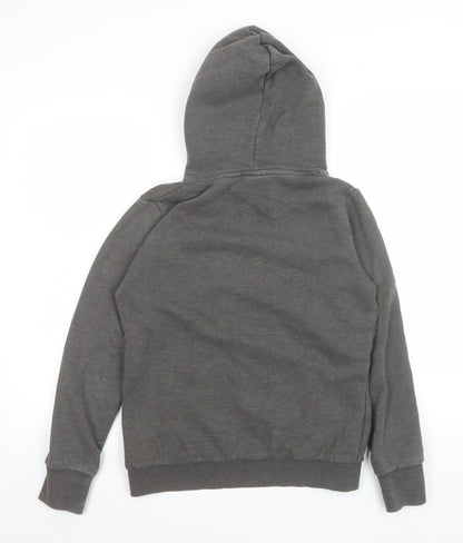 Superdry Women Grey Pullover Hoodie UK 12 with Logo Print