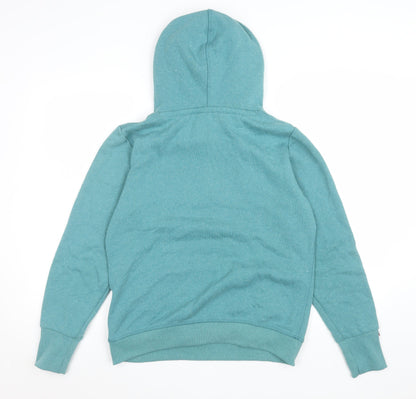 Superdry Womens Teal Pullover Hoodie L Vintage Graphic Print Casual