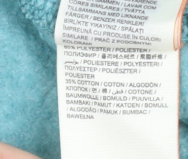 Superdry Womens Teal Pullover Hoodie L Vintage Graphic Print Casual