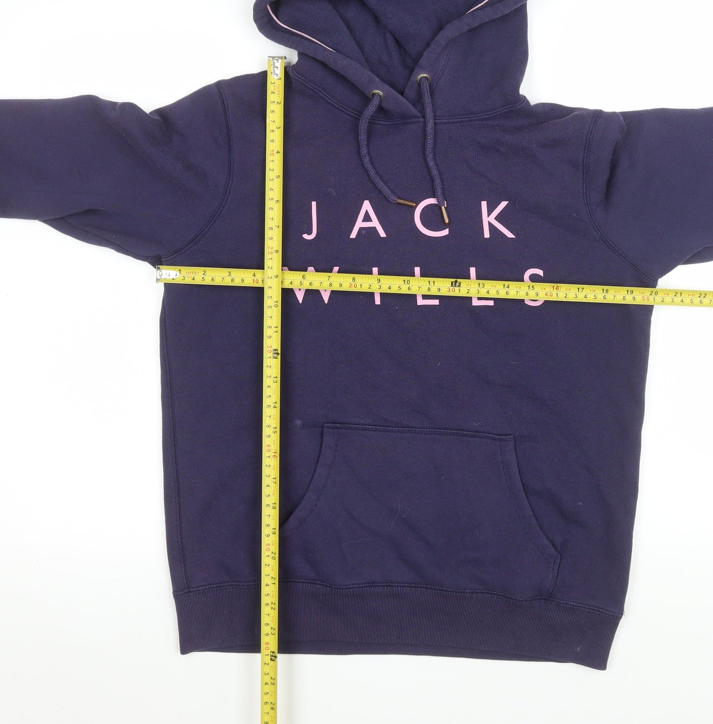 Jack Wills Womens Navy Blue Pullover Hoodie UK 12 Cotton Blend