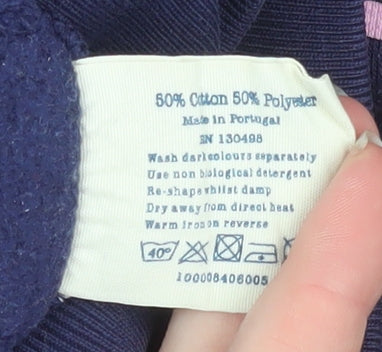 Jack Wills Womens Navy Blue Pullover Hoodie UK 12 Cotton Blend