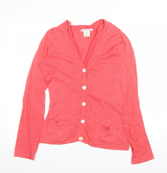 L.K. Bennett Women's Pink V-Neck Cotton Cashmere Cardigan Size 14