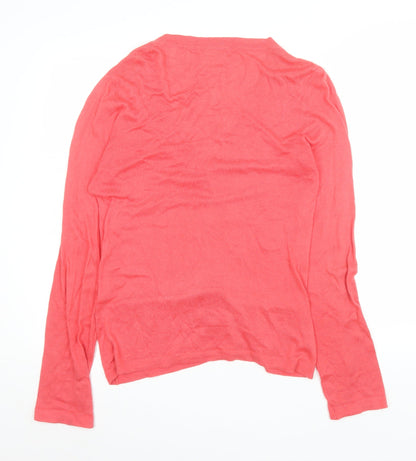 L.K. Bennett Women's Pink V-Neck Cotton Cashmere Cardigan Size 14