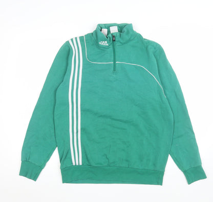 Adidas Womens Green 1/4 Zip Sweatshirt Size XL 16A Cotton Blend