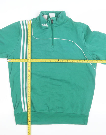 Adidas Womens Green 1/4 Zip Sweatshirt Size XL 16A Cotton Blend