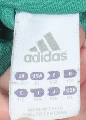 Adidas Womens Green 1/4 Zip Sweatshirt Size XL 16A Cotton Blend