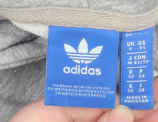 Womens UK Size 6 adidas Grey Pullover Hoodie