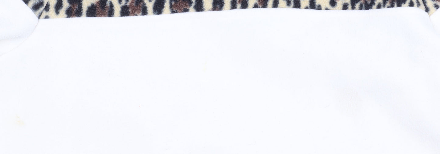 FILA Women's Beige Leopard Fleece 1/2 Zip Pullover Sweatshirt M