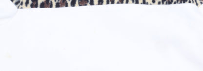 FILA Women's Beige Leopard Fleece 1/2 Zip Pullover Sweatshirt M