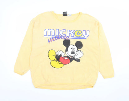 Mens UK Size L Mickey Unlimited Yellow Pullover Sweatshirt