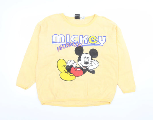 Mens UK Size L Mickey Unlimited Yellow Pullover Sweatshirt