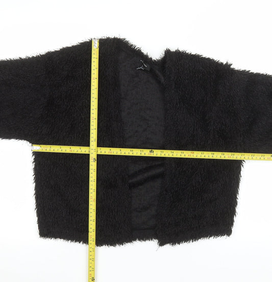 New Look Women's Black Cropped Open Front Fuzzy Jacket Size S