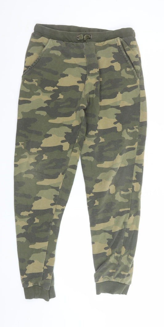 Marks and Spencer Boys Green Camouflage Jogger Trousers 13-14 Years