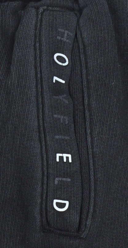 HOLYFIELD Boys Black Fleece Jogger Trousers L 14-16 Years Cotton Blend