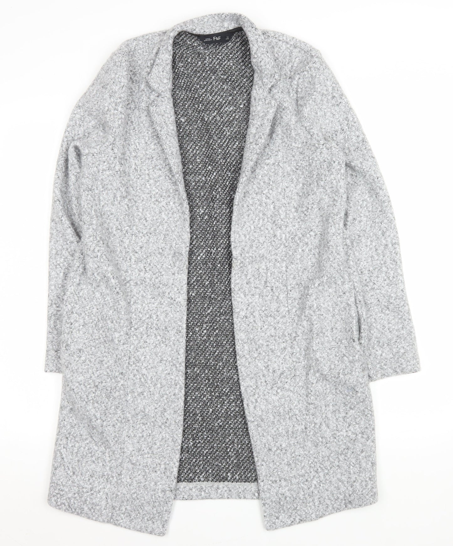 F&F Women Grey Mid-Length Knit Coatigan Size 6